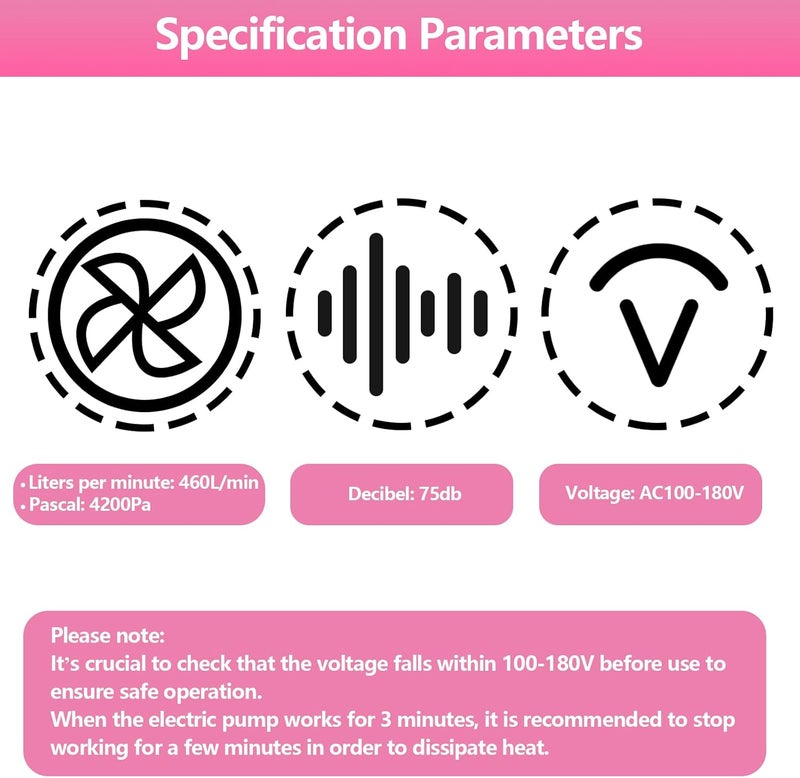 BAMCOO Electric Pump for Vacuum Storage Bags, Travel Vacuum Pump for Various Vacuum Seal Bags Portable Vacpack Air Pump for Compression Clothing Blanket Luggage Pink (Storage Bag Not Included) - Image 5
